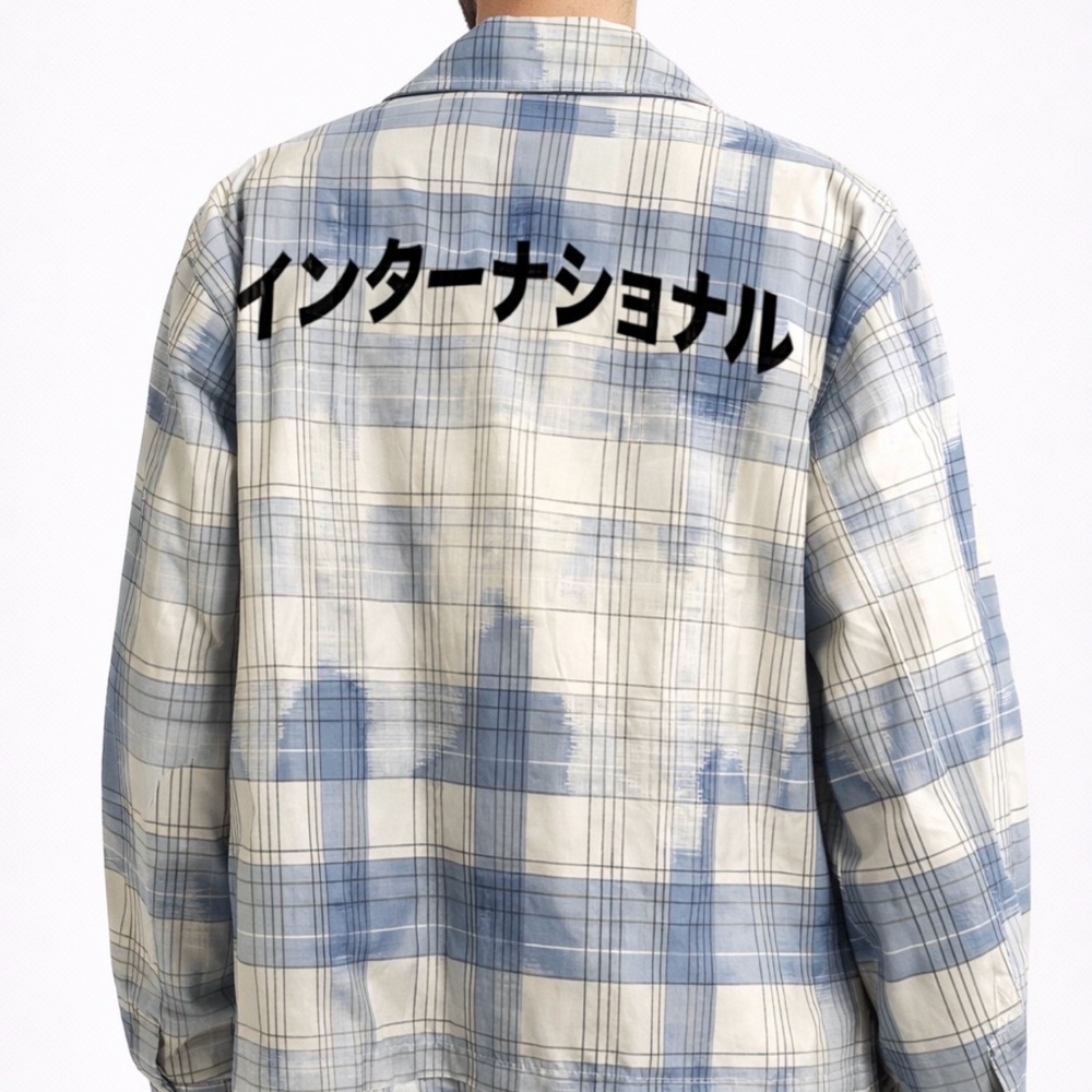 Topman Plaid Zip-Up Jacket – “International” Graphic Back